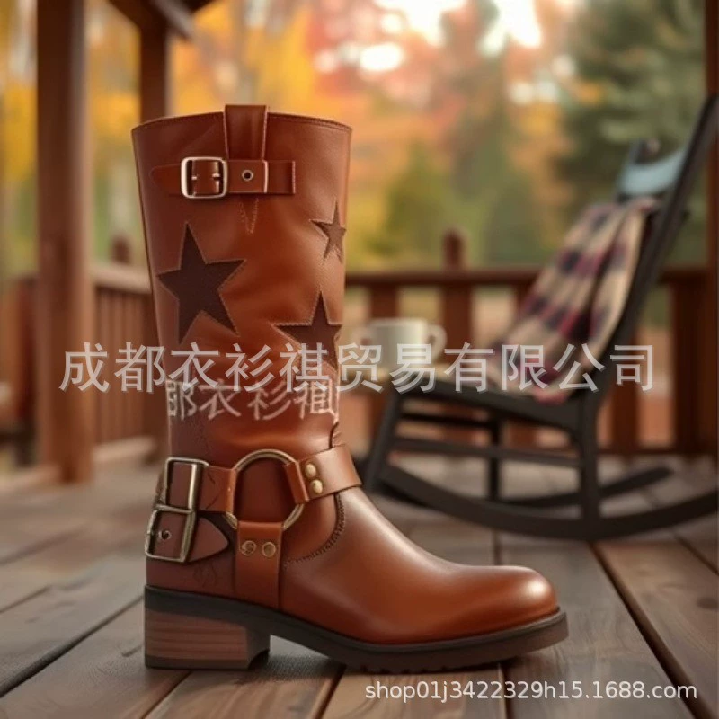 Amazon трансграничная внешняя торговля осенние и зимние западные сапоги в европейском и американском стиле
