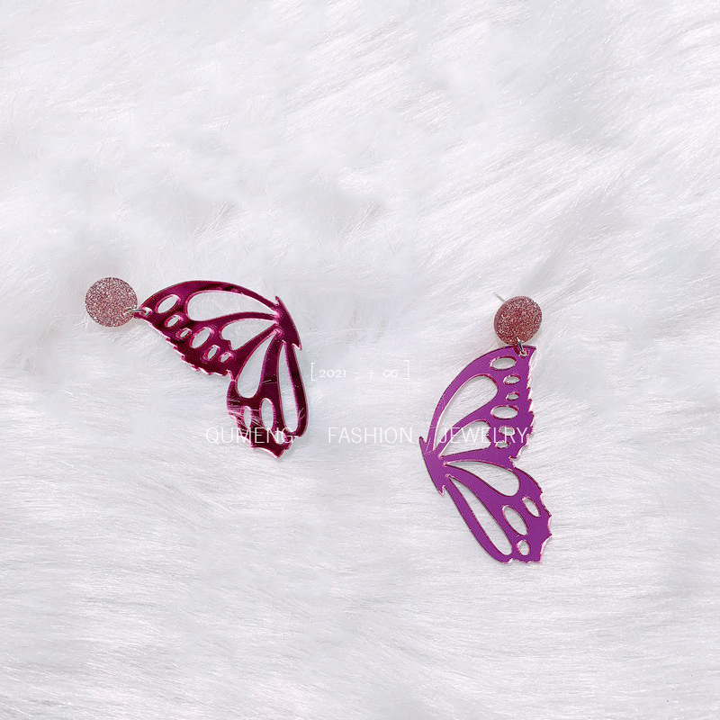 Fashion Acrylic New Earrings Left And Right Separated Butterfly Wings Hollow Earrings display picture 5