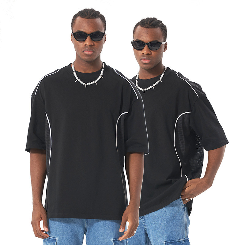 ETAI hombre de verano americano manga corta malla calle hombre camiseta de algodón casual chaqueta en stock