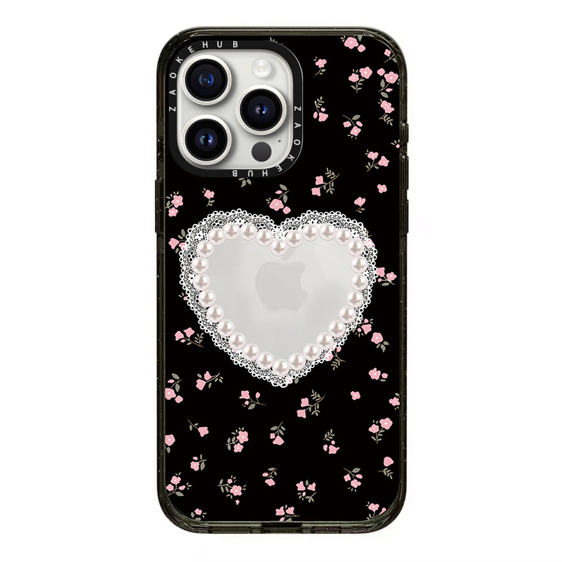 CASE手绘涂鸦女孩爱心珍珠碎花iPhone16ProMax苹果15透明手机壳14|undefined