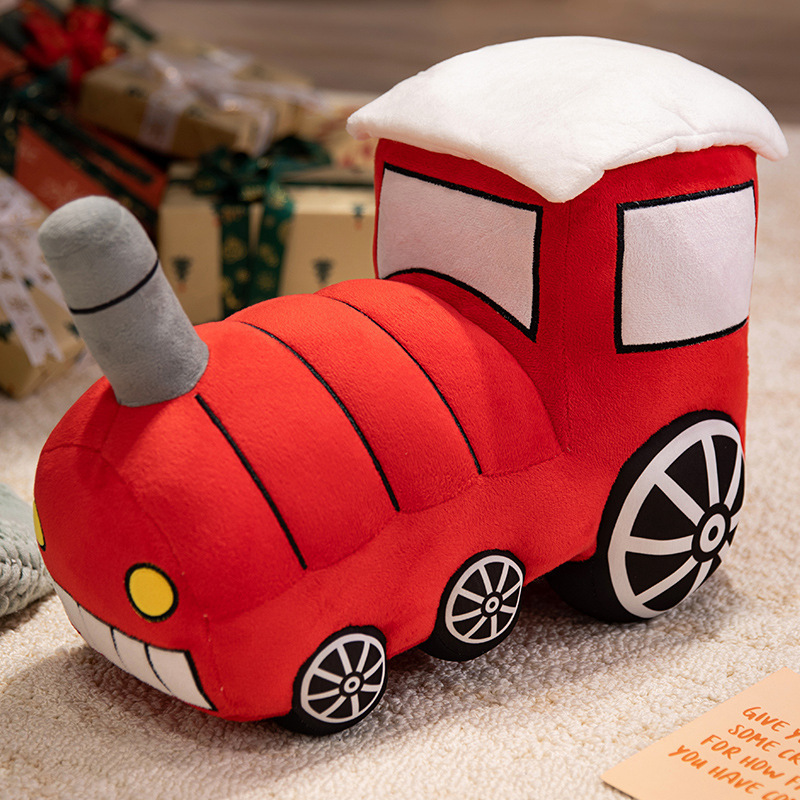 Caricatura lindo tren juguetes de peluche muñeca simulación de coche muñeca almohada muñeca regalos para niños y niñas