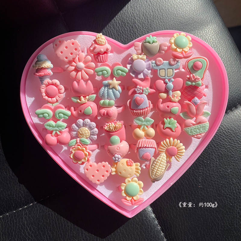 Anillo infantil para niñas pequeña princesa anillo brillante de dibujos animados con diamantes de imitación