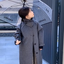 韩国童装女童双面羊绒大衣中长款2023新款儿童冬款高端净色呢大衣