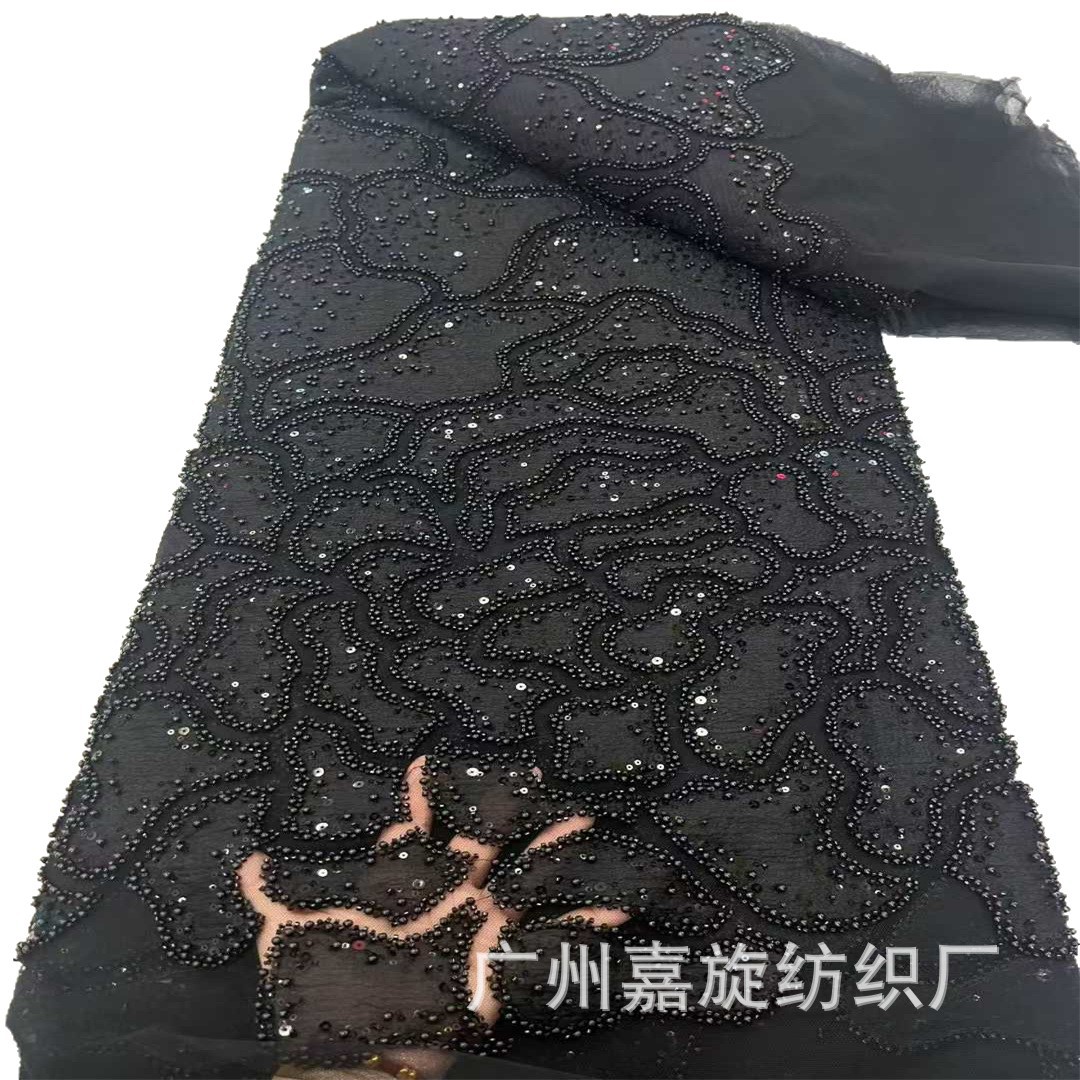 Tela para vestidos de novia europeos y americanos con bordado de cuentas y piedras, tela para ropa infantil, telas con cuentas. image 6