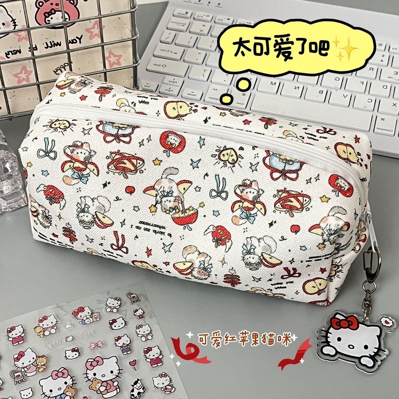 卡通苹果笔袋ins高颜值可爱学生大容量文具少女收纳袋化妆包便宜|undefined