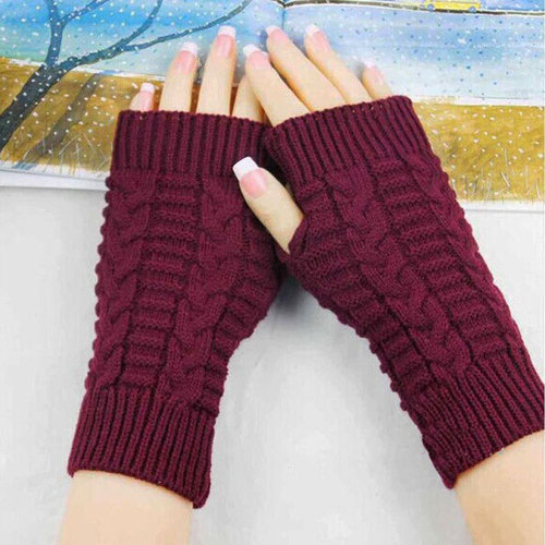 Winter fingerless gloves for women computer short gloves warm extended gloves Japanese and Korean popular half-finger wool flat mouth gloves