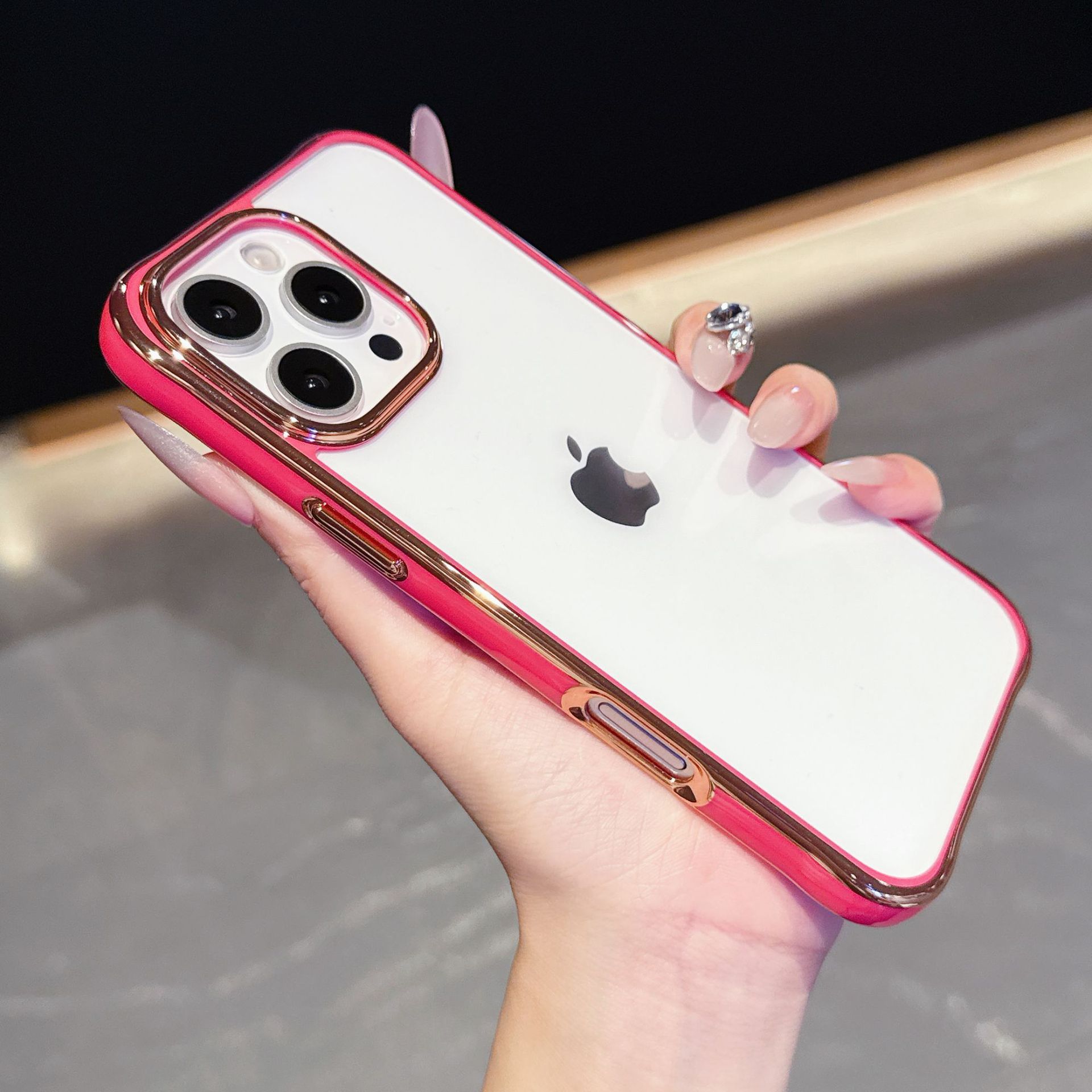 Acrílico transparente galvanizado de dos colores para Apple iphone 17 caso de teléfono 16 cuatro esquinas 15 cubierta 14