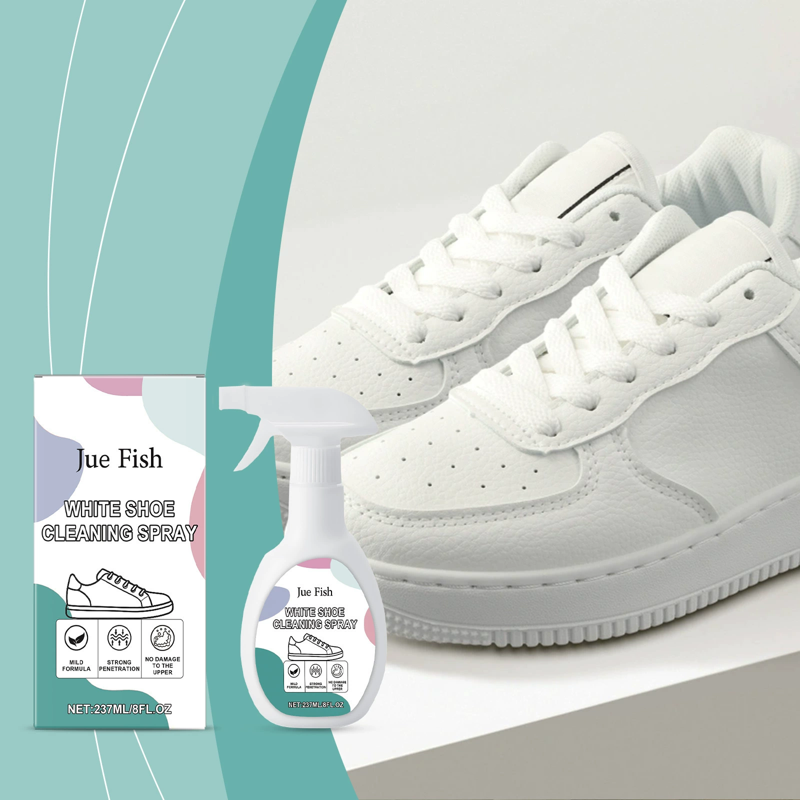 JUE FISH White shoes, handheld detergent