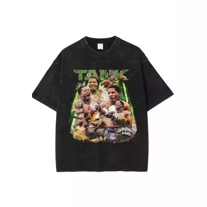 Men's Oversized Short Sleeve T-Shirt Vintage Washed Ali Jr Boxing Champion T-Shirt Cotton T-Shirt