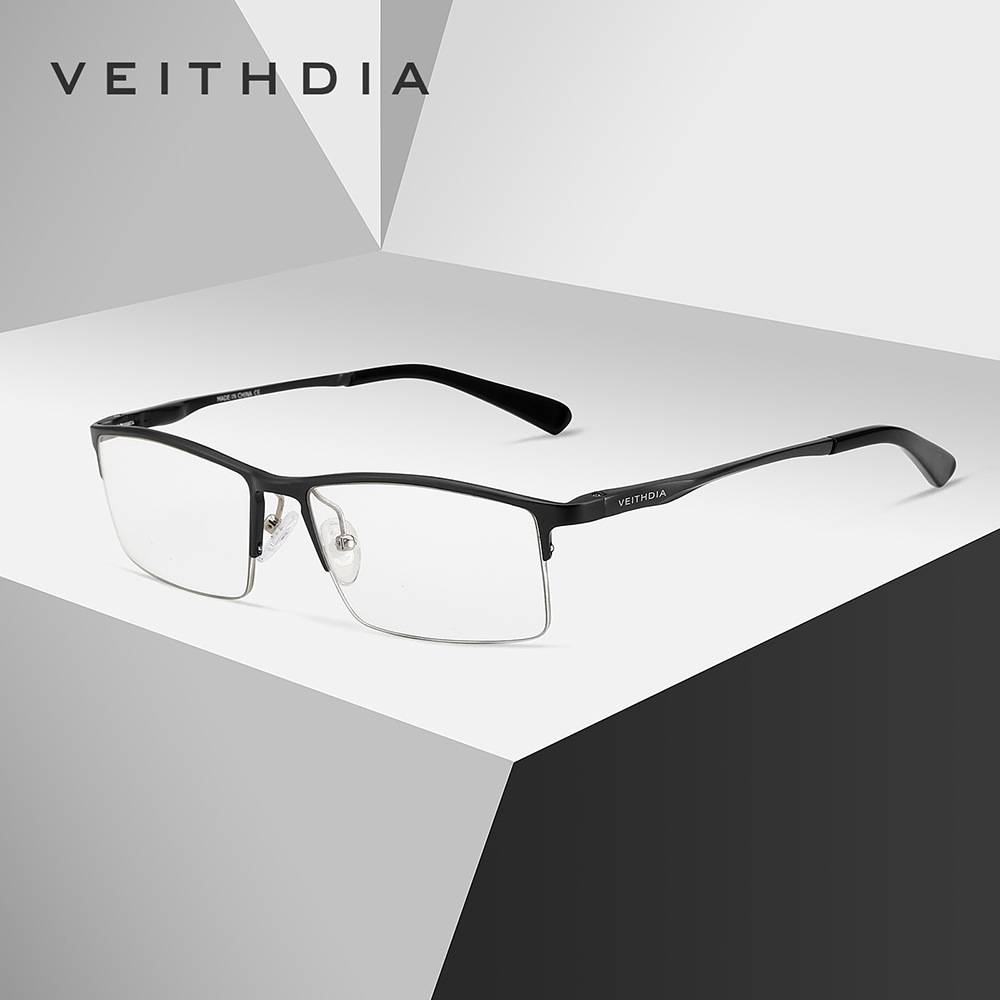 Medio marco anti-azul de aluminio y magnesio marco de lente de miopía óptica para hombres cuadrado simple negocio al por mayor 8721