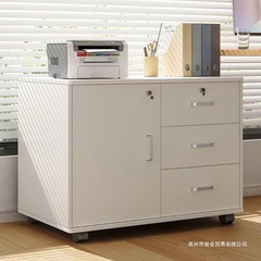 木製ファイルキャビネットオフィスロック付き小型キャビネットモバイル収納キャビネット引き出しキャビネット車輪付きデスク下収納キャビネットローキャビネット