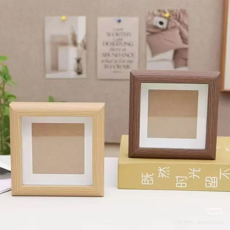 木质中空相框批发摆台小正方型4 寸创意手工相框摆台立体装饰画框