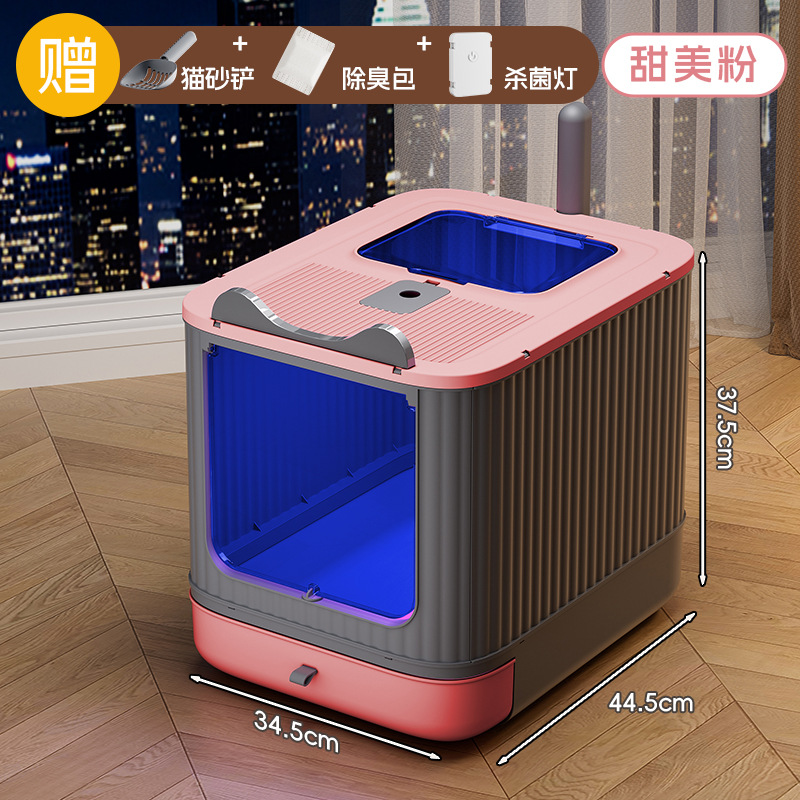 Lavabo de arena para gatos totalmente cerrado de gran tamaño para evitar salpicaduras y desodorización exterior, inodoro para gatos tipo cajón, lavabo plegable para heces para gatos, suministros para mascotas