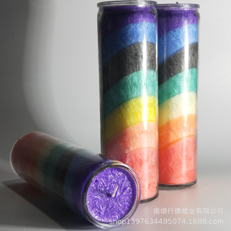 Seven-color Twill Carlo Brand Rainbow Crystal Soybean Candle Multicolor Meditation Meditation Yoga Candle Cross-border High Temperature Resistance