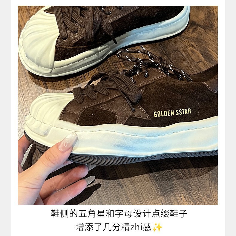 发泡底头层牛皮小白鞋女2025秋季新款厚底增高百搭休闲贝壳头板鞋|undefined