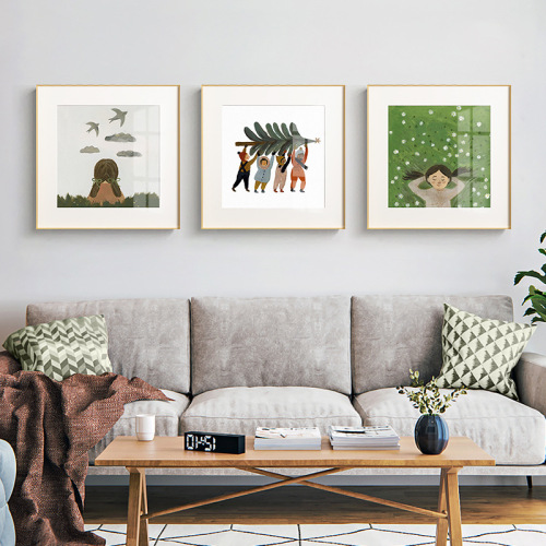 Warm Nordic Artistic Bedroom Living Room Wall Decor Children's Room Fresh Illustration Art Restaurant Cardboard Hanging Painting 
