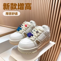 厂家直销2025春季新款厚底增高Gui LV小胖丁面包鞋休闲情侣小白鞋