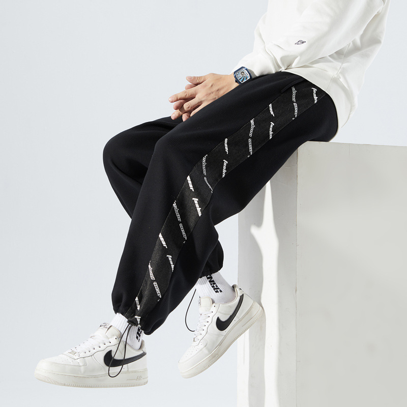 2021 autumn new striped men's trousers loose large size fashion men 9 points sports casual pants men's trousers