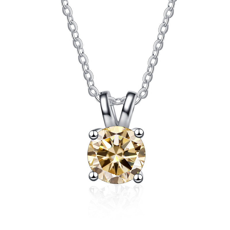 Plata esterlina S925 collar de diamante clásico de color de cuatro garras personalidad simple pequeño colgante fresco