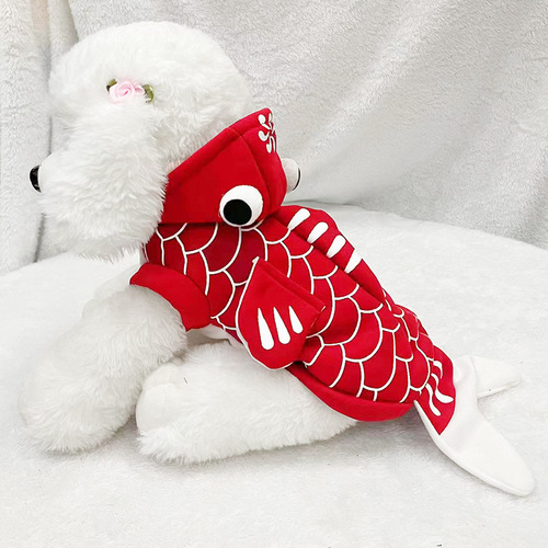 Goldfish Transform into Small Dog Two-Legged Outfit Autumn New Spring Cat Hoodie Pet Dog Clothes