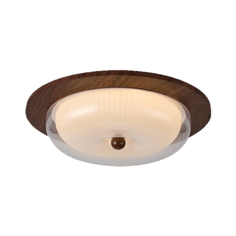 [Estrictamente seleccionado] 2025 nueva lámpara de techo de estilo medio francés protección ocular color nogal madera maciza lámpara de vidrio de alta calidad