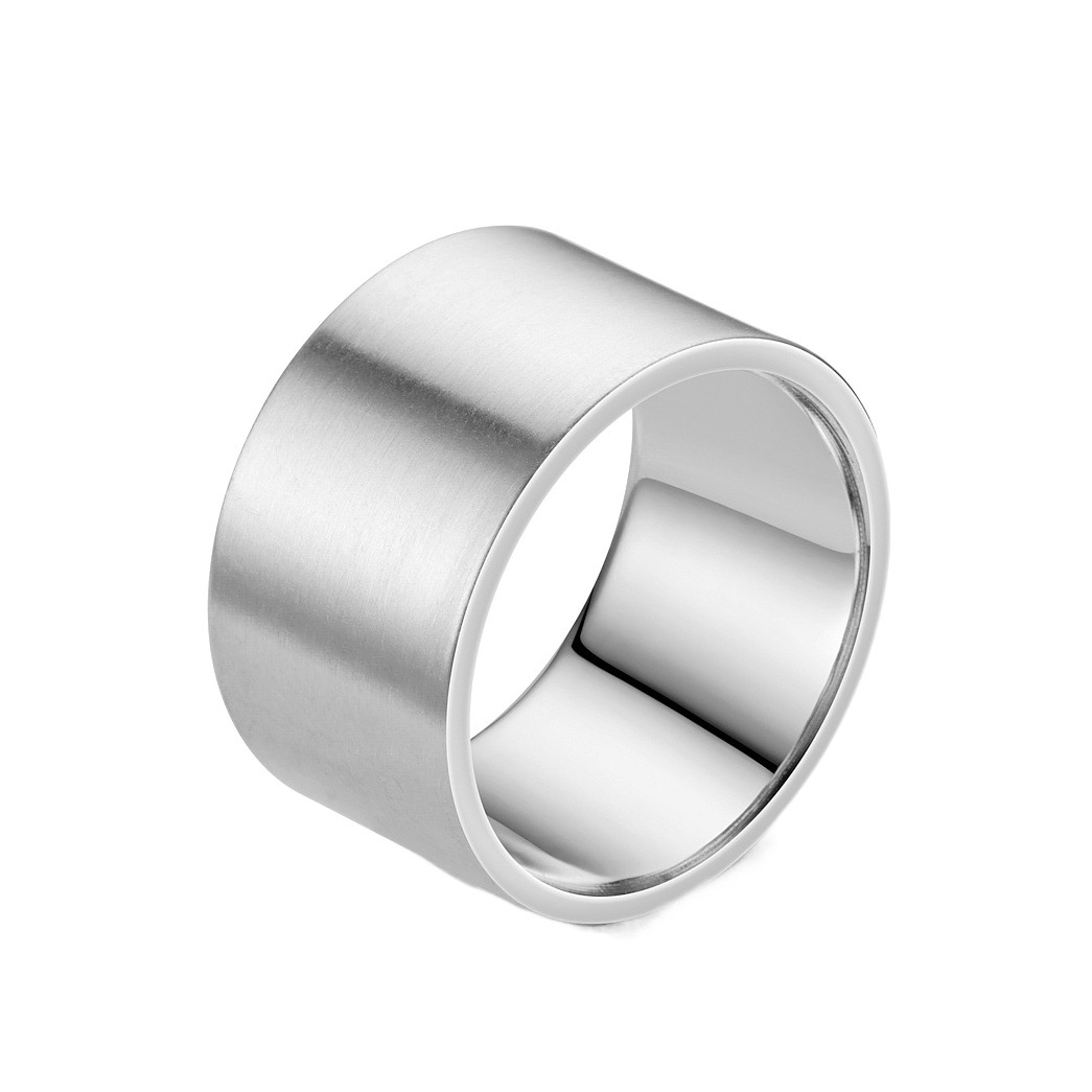 Moda europea y americana 12mm ultra-ancho de titanio anillo de acero de apertura lisa de los hombres de acero inoxidable anillo de pareja de comercio exterior joyería