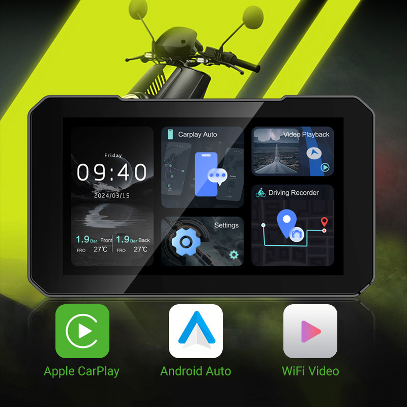 跨境热销便携式屏无线carplay安卓Auto导航6寸摩托车显示屏|undefined