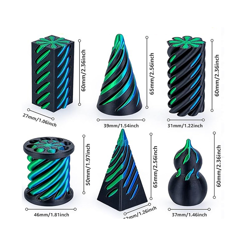 Impresión 3D descomprimir juguetes de espiral para niños rompecabezas desarrollo espiral estructura tridimensional punta de dedo juguetes de vórtice bicolor