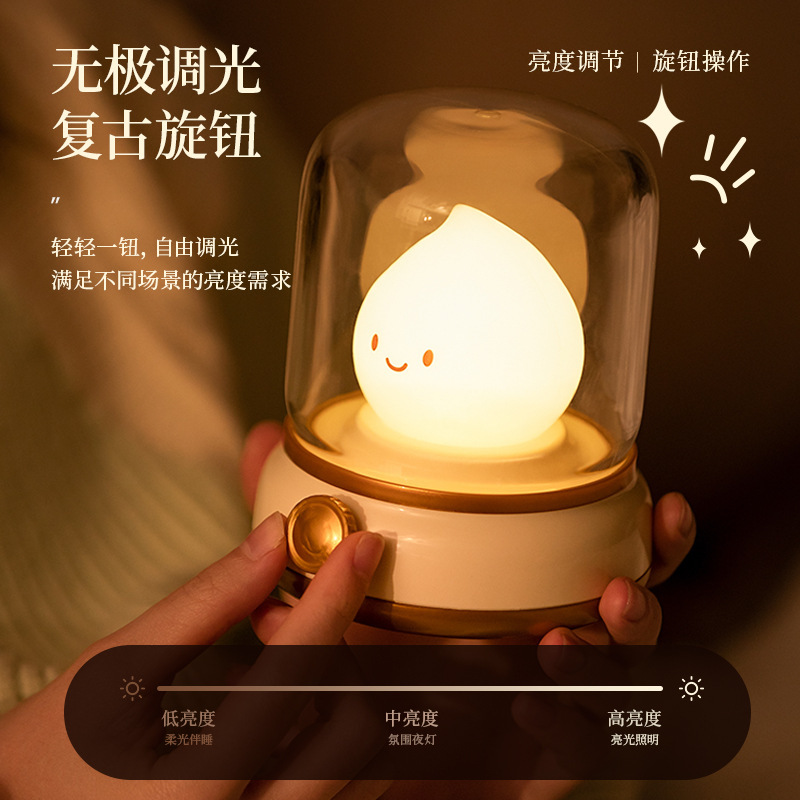 レトロな灯油ナイトライト USB 充電式無段階調光タイマーテーブルランプ寝室のベッドサイド睡眠サポート目の保護雰囲気ライト|undefined