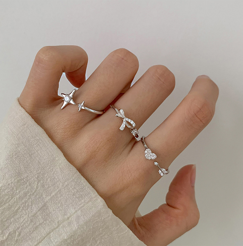 Simple Style Bow Knot Copper Inlay Zircon Rings display picture 2