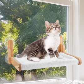 阳台玻璃吸盘猫吊床木质悬挂猫咪窝四季通用窗户猫架猫吊床可折叠