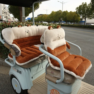 Electric car cushion — Seat Cushion and Backrest Integrated - brown-bear-3-piece-complete-set-2-cushions-1-barrier-seat-cushion-8040cmback-cushion-13040cm