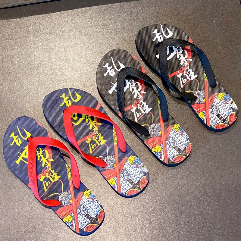 Модные трендовые мужские летние шлепанцы, уличная нескользящая пляжная обувь, модные студенческие тапочки в корейском стиле