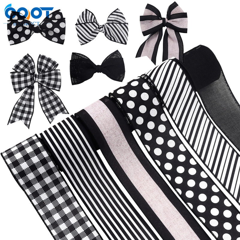 Factory special for new high-end holiday copy belt set decorative ribbon Christmas gift wire edge ribbon-Black Factory special for new high-end holiday copy belt set decorative ribbon Christmas gift wire edge ribbon-Black