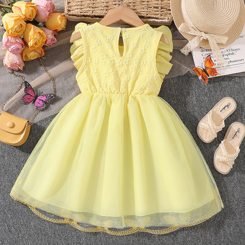 Girls 'dress, European and American children's wear, 26 summer new style for small and medium-sized children sleeveless lace stitching mesh sweet princess dress