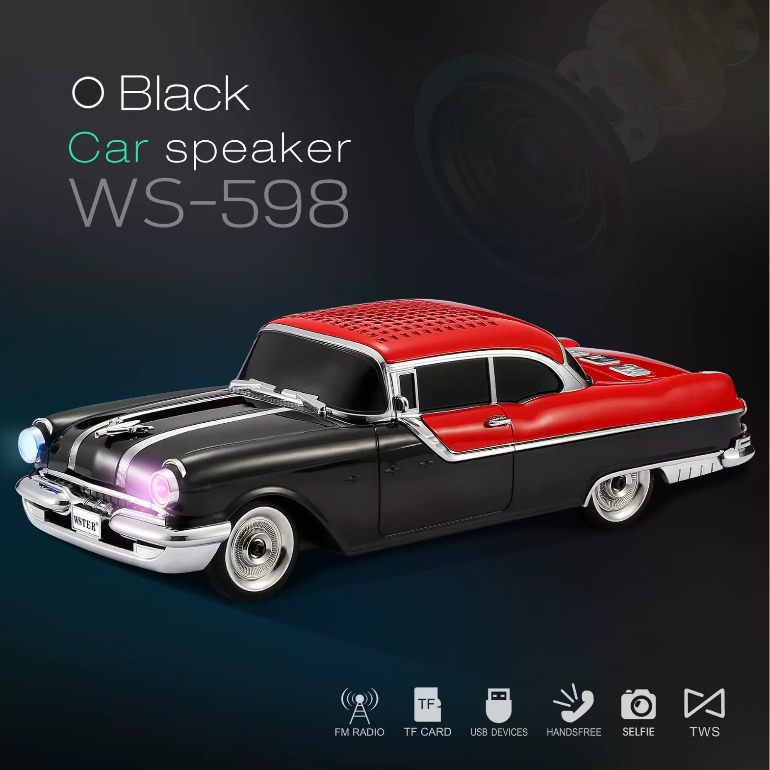 定制私模跨境高品质蓝牙音箱家用多功能复古汽车模型音响礼品玩具