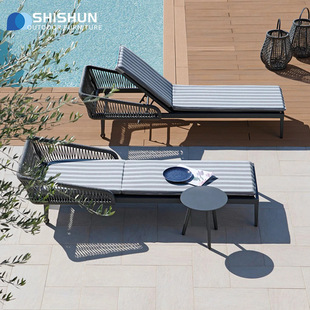 Outdoor Rope Sofa Courtyard Outdoor Waterproof Sun Protection Sofa Lounger Garden Courtyard Sunbathing Beach Lounger