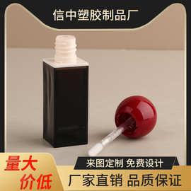 畅销爆款红棕色圆盖唇釉管黑色瓶身彩妆化妆品空瓶厂家批发包材