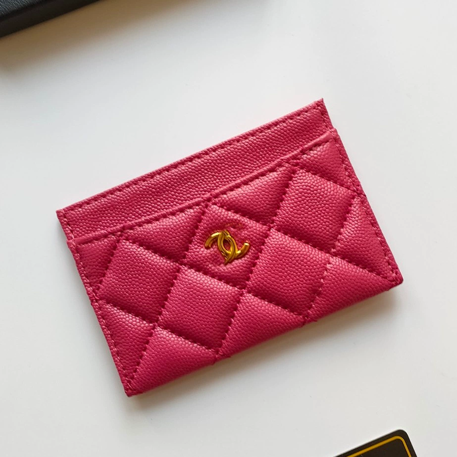 Кардхолдер (стиль Chanel) из натуральной кожи, стеганый тонкий кошелек, 7.5×11.2×0.5 см, мультicolor