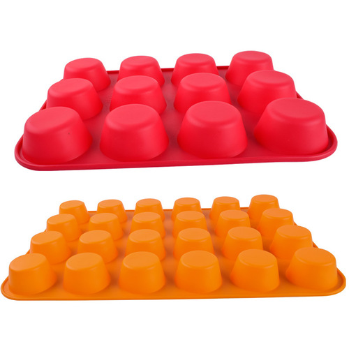 12 in a row 24 round silicone snack puff muffin pudding cup cake baking mold silicone soap candle mold
