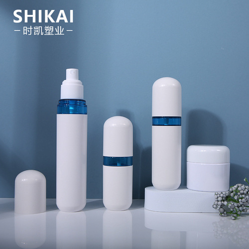 Pet 50ml lotion bottle, 50g cream jar, 70ml toner spray bottle, 100ml cosmetic packaging bottle