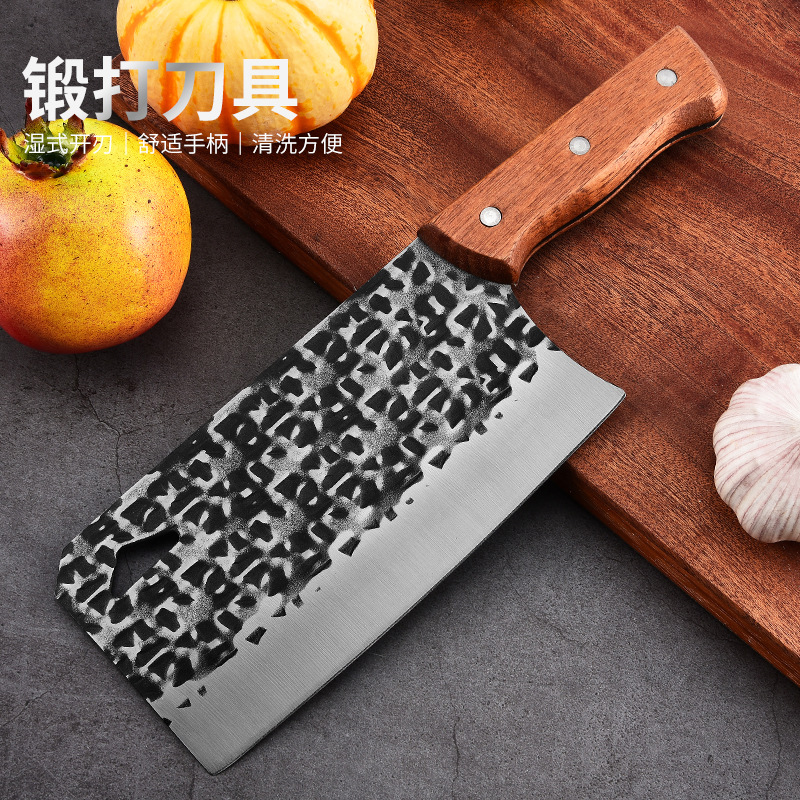 跑江湖家用菜刀手工鍛打砍骨刀廚房鋒利切肉切菜刀網紅直播陽江刀