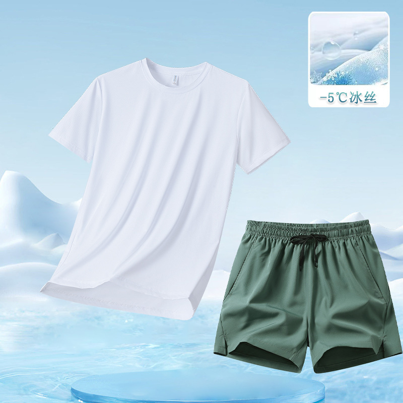 Blanco T + Pantalones verdes de hierba - 55