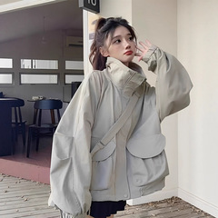 美式短款冲锋衣外套女秋款2025新款宽松休闲薄款小众夹克上衣潮