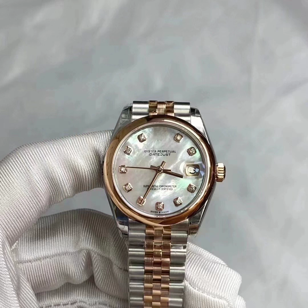 Наручные часы Datejust с двумя головками лавра, автоматические механические, корпус из Oystersteel, с бриллиантовой циферблатной sapphire, одно календарь