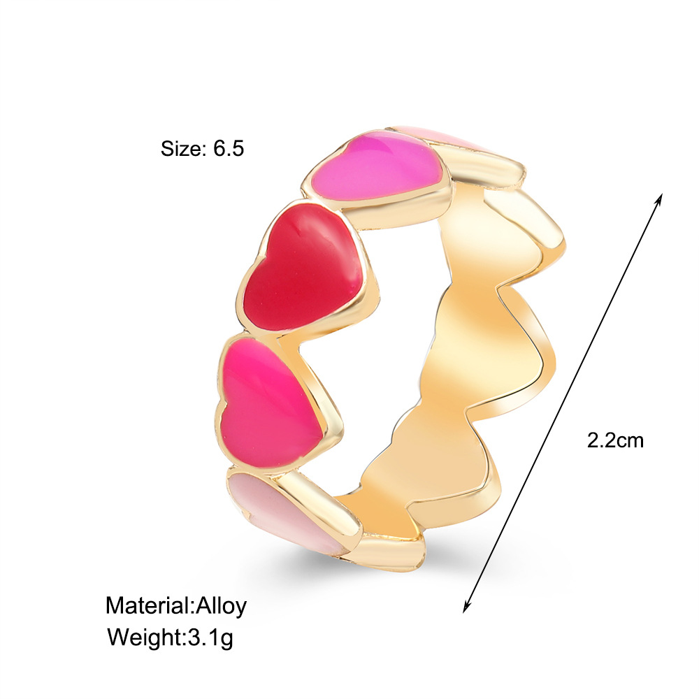 candy color love heart dripping ring creative peach heart ring crossborder simple dripping index ringpicture1