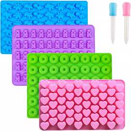 50 Cavity Gummy Bear Silicone Mold Dinosaur Heart Shaped跨境