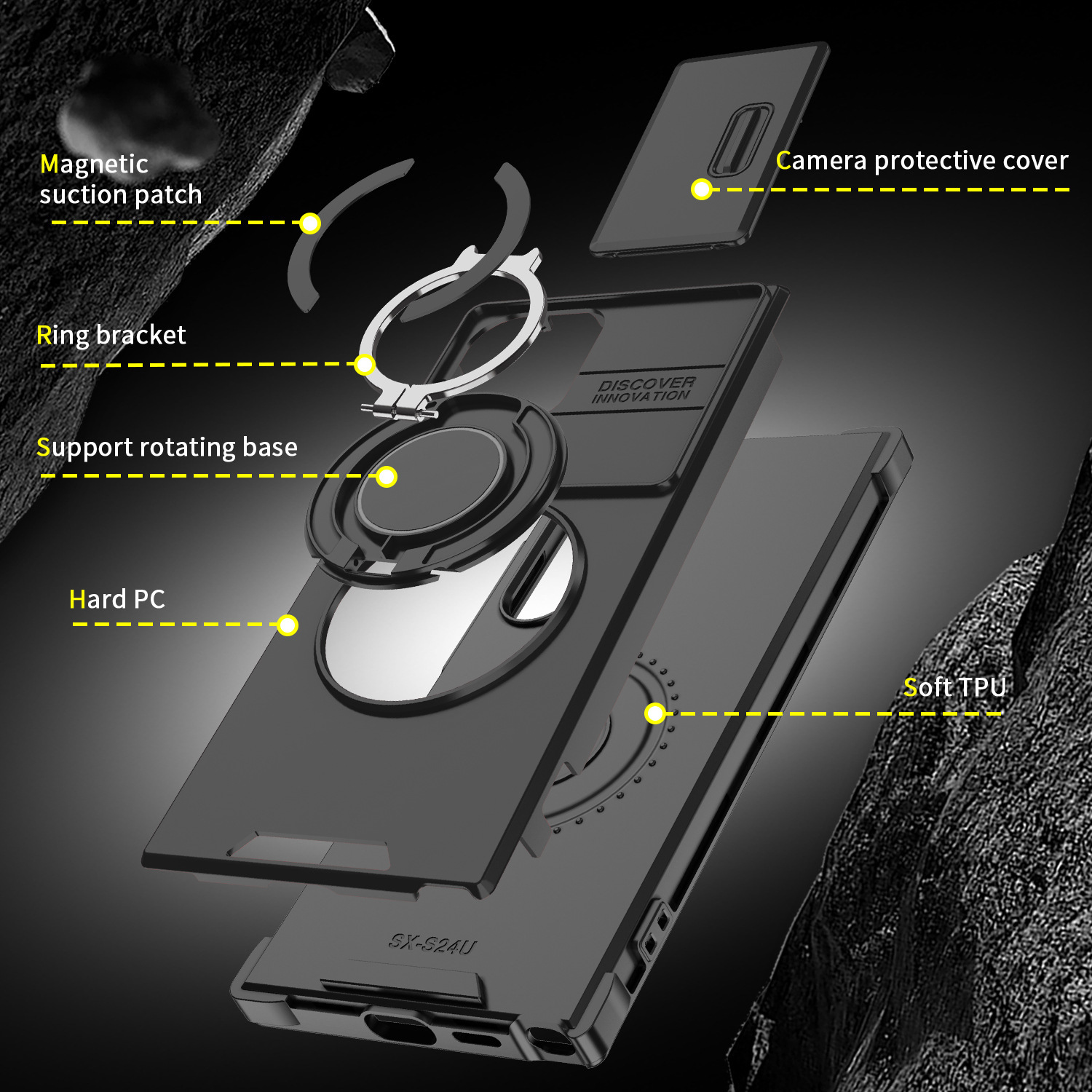 Samsung S25 S24 Ultra A55 A15 Protective Phone Case With Stand_voghion.com