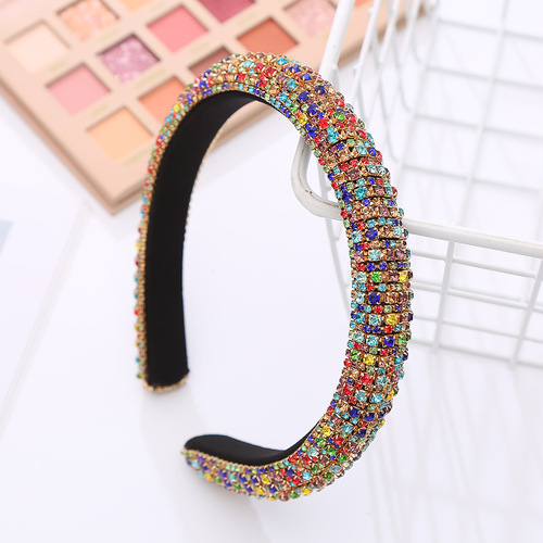 Amazon Cross-border chain water drill small sponge headband hair tie Baroque full drill foreign trade hair clip hair accessory