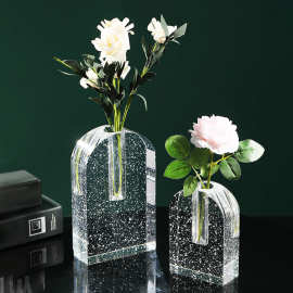 家居装饰透明水晶花瓶 气泡拱门花瓶摆件轻奢简约玻璃工艺品批发